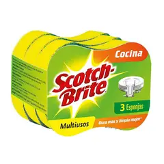 SCOTCH BRITE - Esponja Cocina 2 En 1 Multiusos Empaque 3 Und