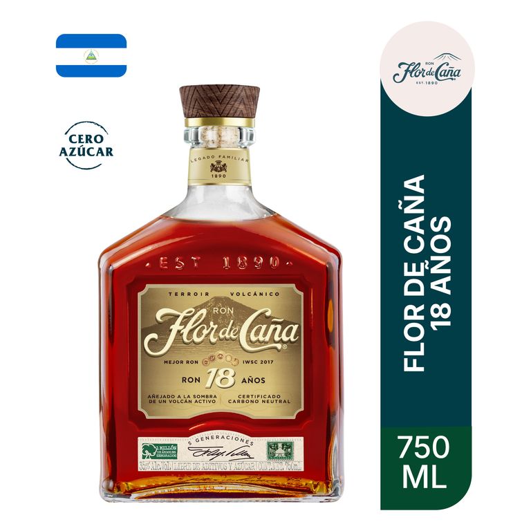 Ron Flor de Caña Centenario 18 Años Botella 750 mL