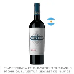 SANTA JULIA - Vino Tinto Malbec Botella 750 mL