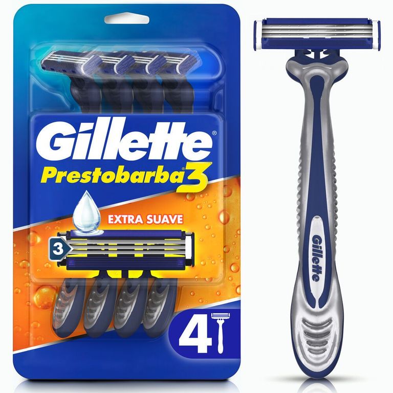 Máquina de Afeitar Gillette Prestobarba3 Extra Suave Empaque 4 Und