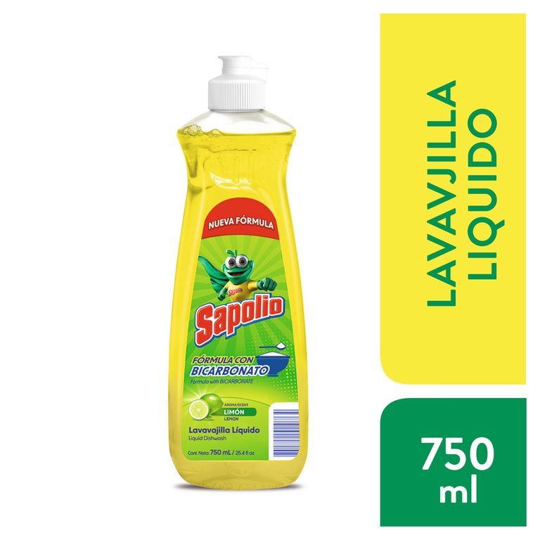 Lavavajilla Liquido Sapolio Limón Botella 750 mL