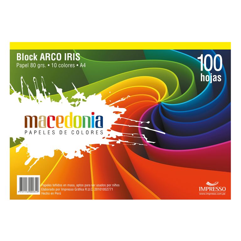 Block Arcoíris Macedonia 80 g A4 100 Hojas