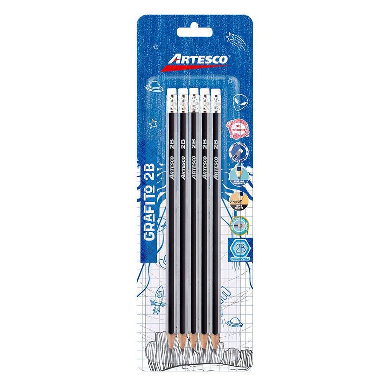 Lápices Artesco Grafito 2B Empaque 5 Und
