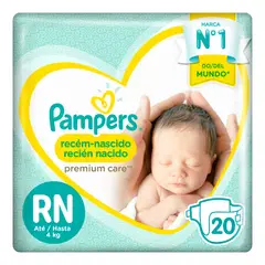 PAMPERS - Pañales Recién Nacido Premium Care Empaque 20 Und