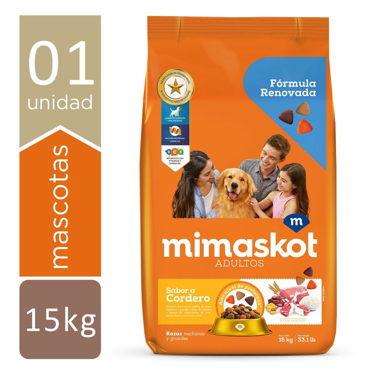 Alimento Seco Perros Adultos Medianos Grandes Mimaskot Cordero Bolsa 15 Kg