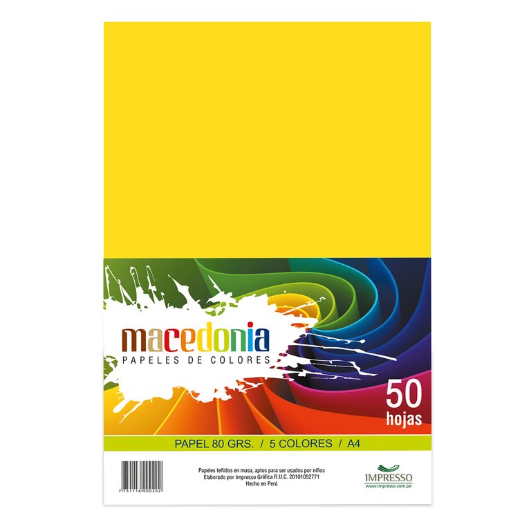 Hojas Arcoíris Macedonia 80 g A4 50 Hojas