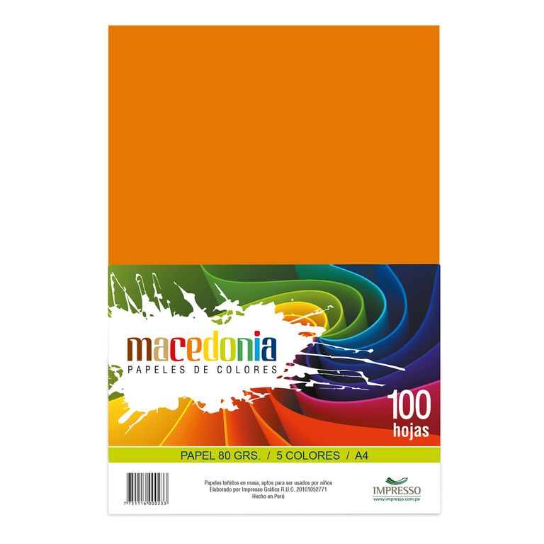 Hojas Arcoíris Macedonia 80 g A4 100 Hojas