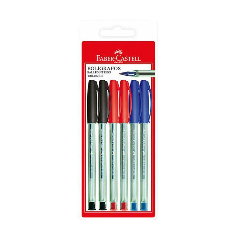 Lapiceros Faber Castell Trilux 035F 2 Azul + 2 Negro Empaque 6 Und