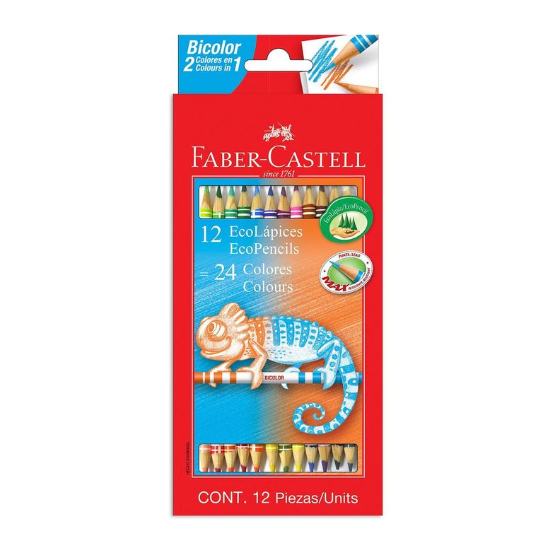 Colores Bicolor Faber Castell Ecológico Caja 12 Und