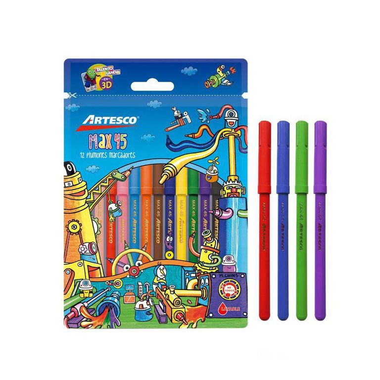 Plumones Artesco Delgados Max 45 Empaque 12 Und