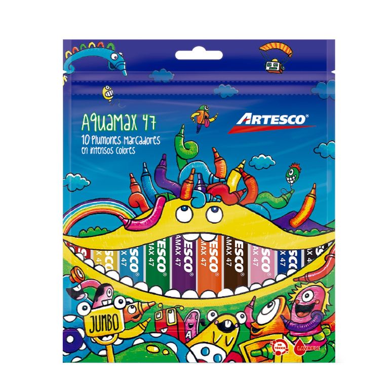 Plumones Artesco Gruesos Aquamax 47 Empaque 10 Und
