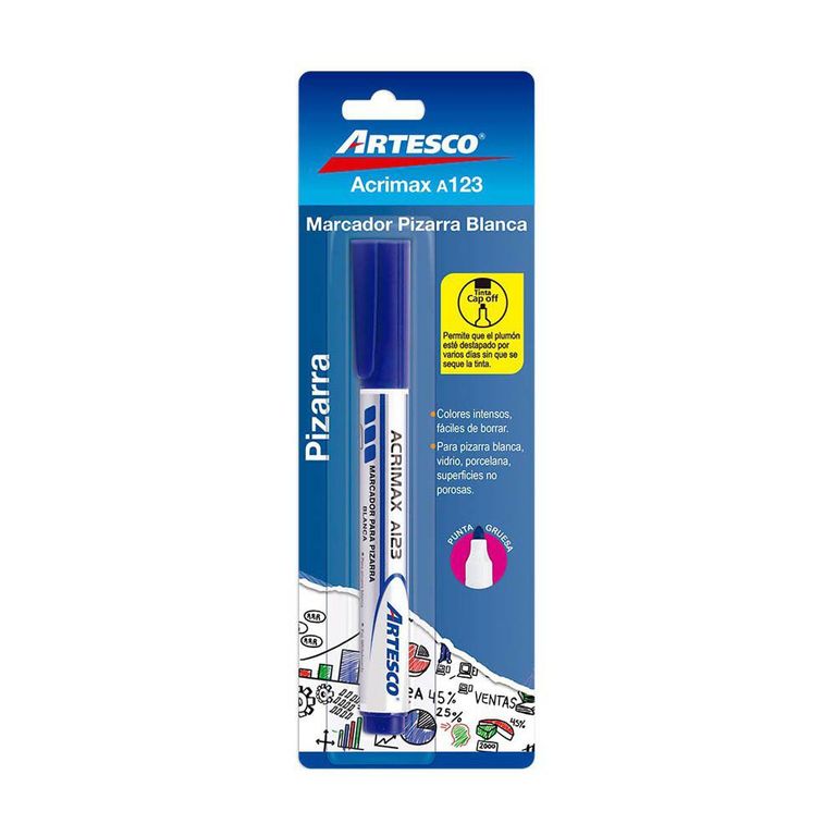 Plumón Para Pizarra Artesco Acrimax A123 Color Azul