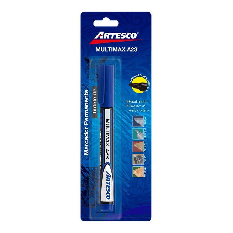 Plumón Indeleble Artesco Multimax A123 Color Azul