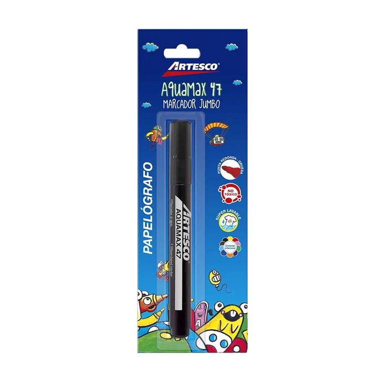 Plumón Artesco Grueso Aquamax 47 Color Negro