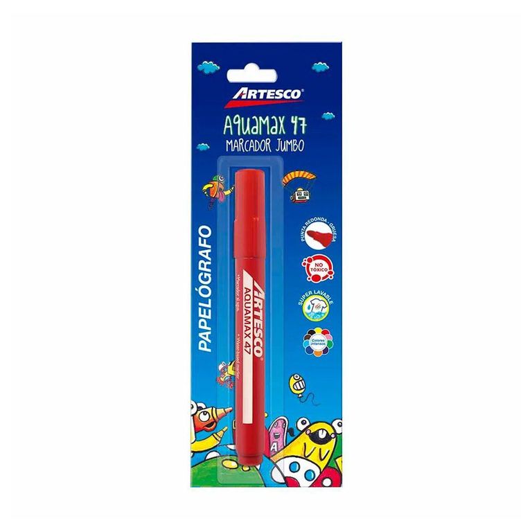 Plumón Artesco Grueso Aquamax 47 Color Rojo
