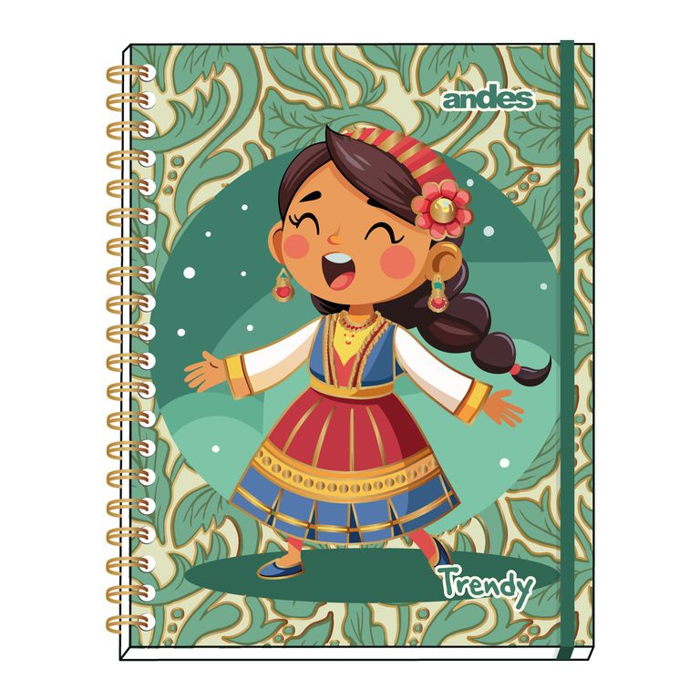 Cuaderno Espiral Andes Cuadriculado Tapa Dura Trendy A4 160 Hojas