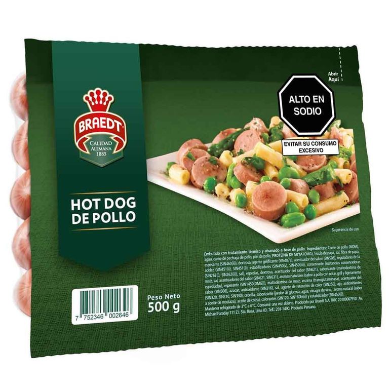 Hot Dog de Pollo Braedt Empaque 500 g