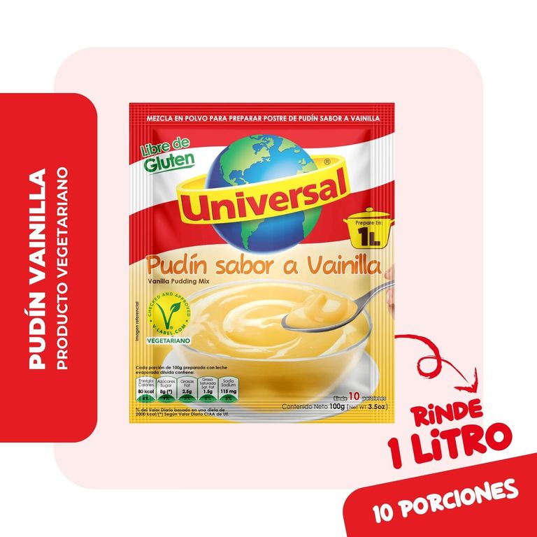 Pudín Universal Sabor a Vainilla Bolsa 100 g