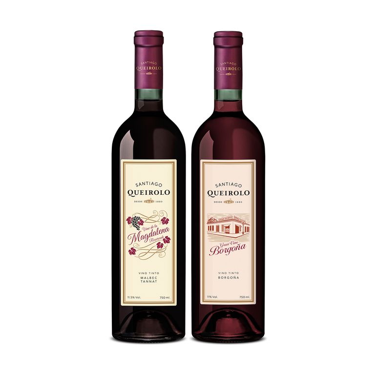Vino Santiago Queirolo Borgoña 750 mL + Magdalena 750 mL