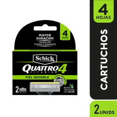 SCHICK - Repuesto Máquina de Afeitar Schick Quattro Titanium Caja 2 Und