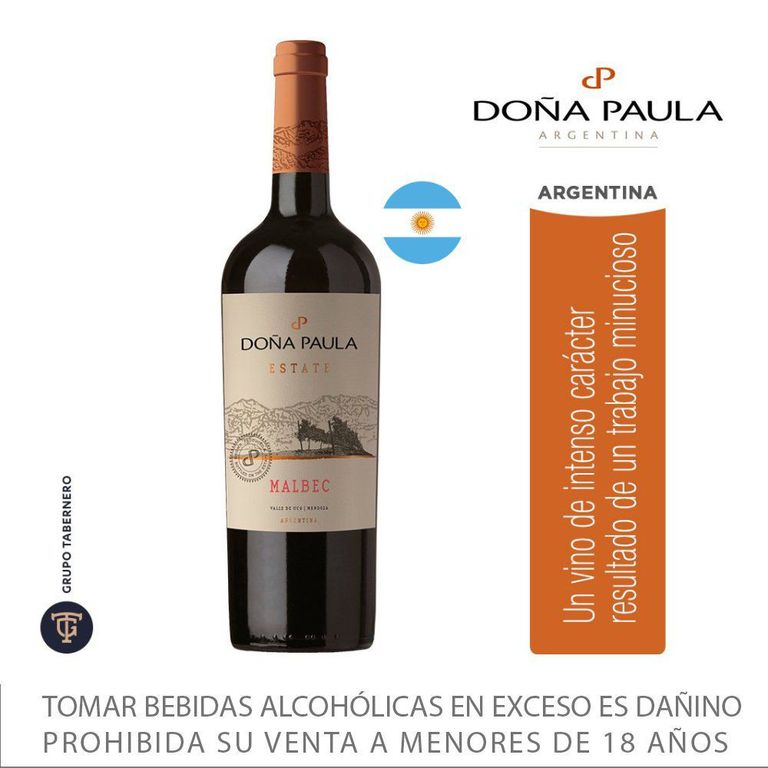 Vino Tinto Doña Paula Estate Malbec Botella 750 mL