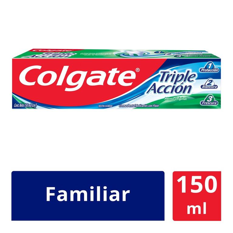 Crema Dental Colgate Triple Acción Familiar Menta Caja 150 mL