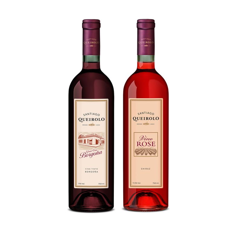 Vino Santiago Queirolo Borgoña 750 mL + Rosé 750 mL