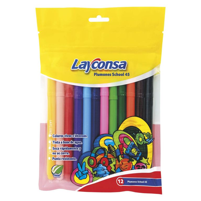 Plumones Layconsa School 45 Empaque 12 Und