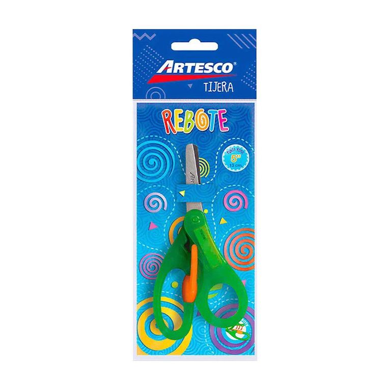 Tijera Artesco Escolar Rebote Color Verde
