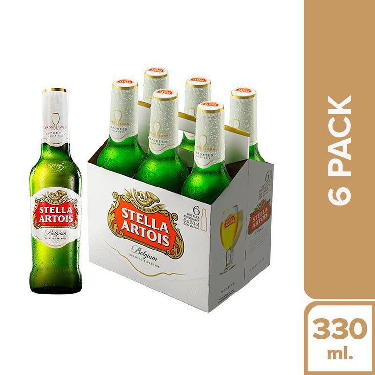 Cerveza Stella Artois Sixpack Botella 330 mL