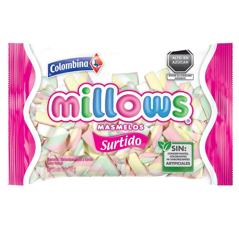 Marshmellows Millows Colombina Surtidos Bolsa 145 g