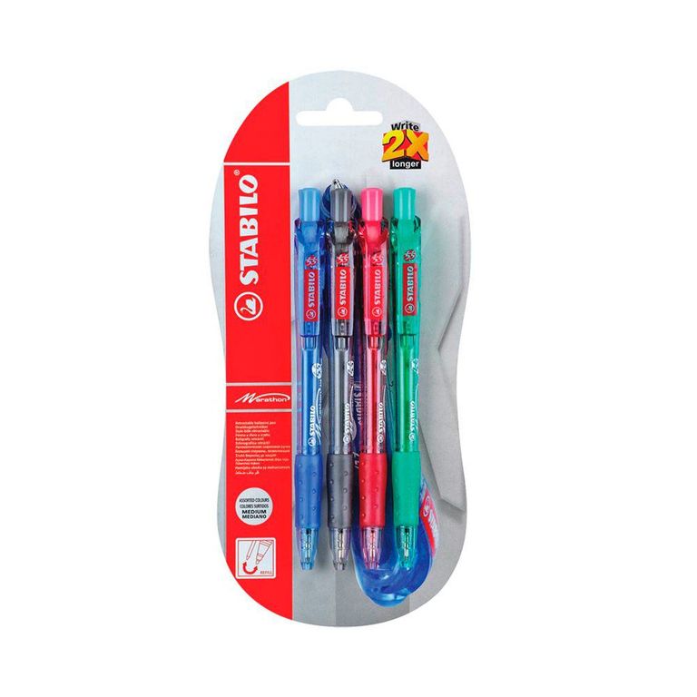 Lapiceros Stabilo Marathon Colores Surtidos Empaque 4 Und