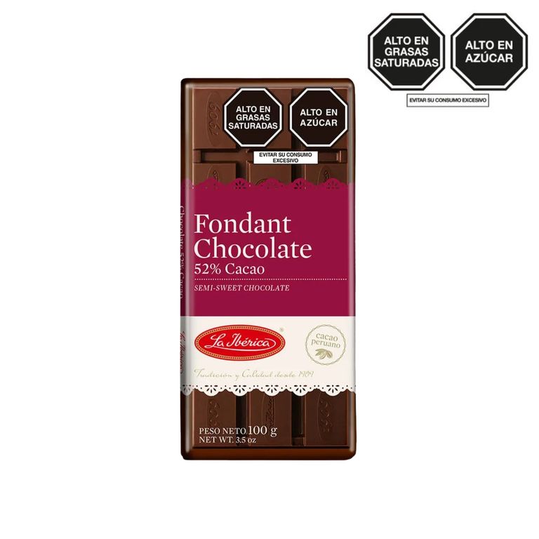 Tableta de Chocolate La Ibérica Fondant Empaque 100 g