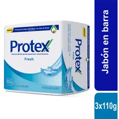 PROTEX - Jabón Antibacterial Fresh Pack 3 Empaques 110 g
