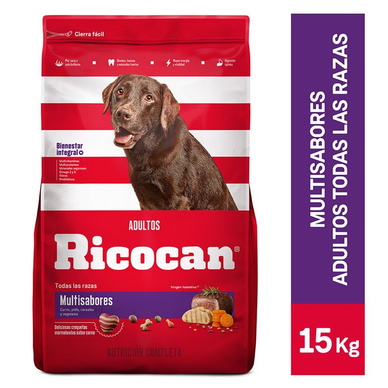 Alimento Seco Perros Adultos Ricocan Multisabores Bolsa 15 Kg