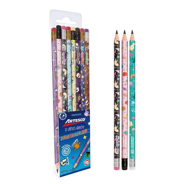 Lápices Artesco Grafito Fantasía 2B Empaque 12 Und