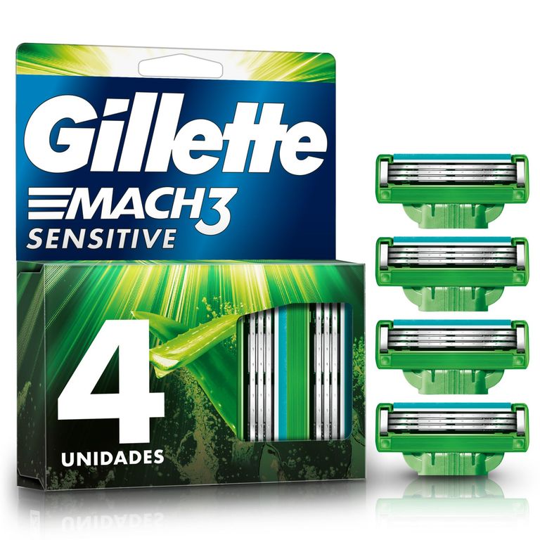 Repuesto Máquina Afeitar Gillette Mach3 Sensitive Caja 4 Und