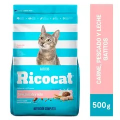 RICOCAT - Alimento Seco Gatitos Ricocat Carne Pescado Leche Bolsa 500 g