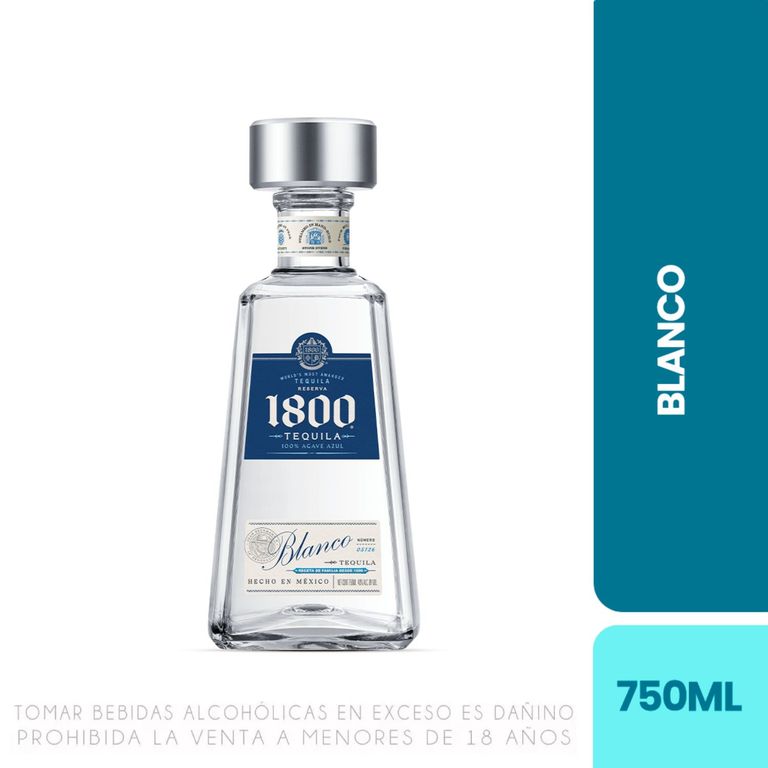 Tequila 1800 Blanco 100% Agave Botella 750 mL