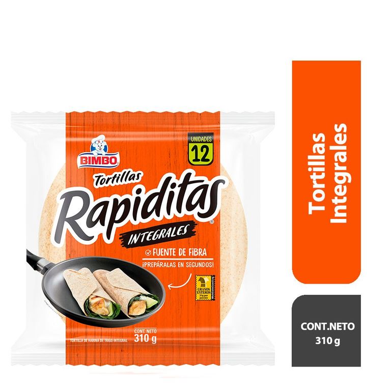 Tortillas Bimbo Rapiditas Integrales Bolsa 12 Und