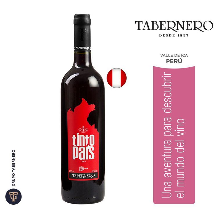 Vino Tinto Tabernero País Semi Seco Botella 750 mL