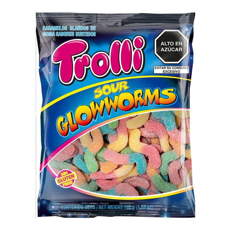 Gomitas Gusanos Trolli Sour Glowworms Bolsa 100 g