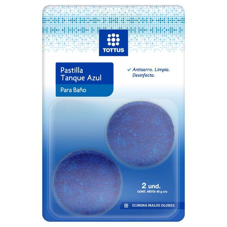 Pastilla Tanque Azul para Baño Tottus Empaque 2 Und
