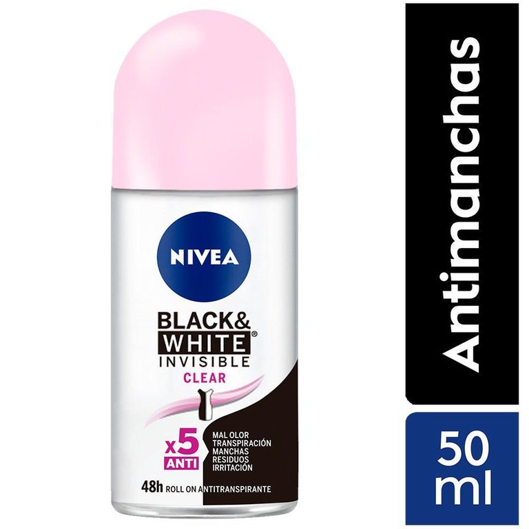 Desodorante Roll On Nivea Invisible B&W Mujer Envase 50 mL