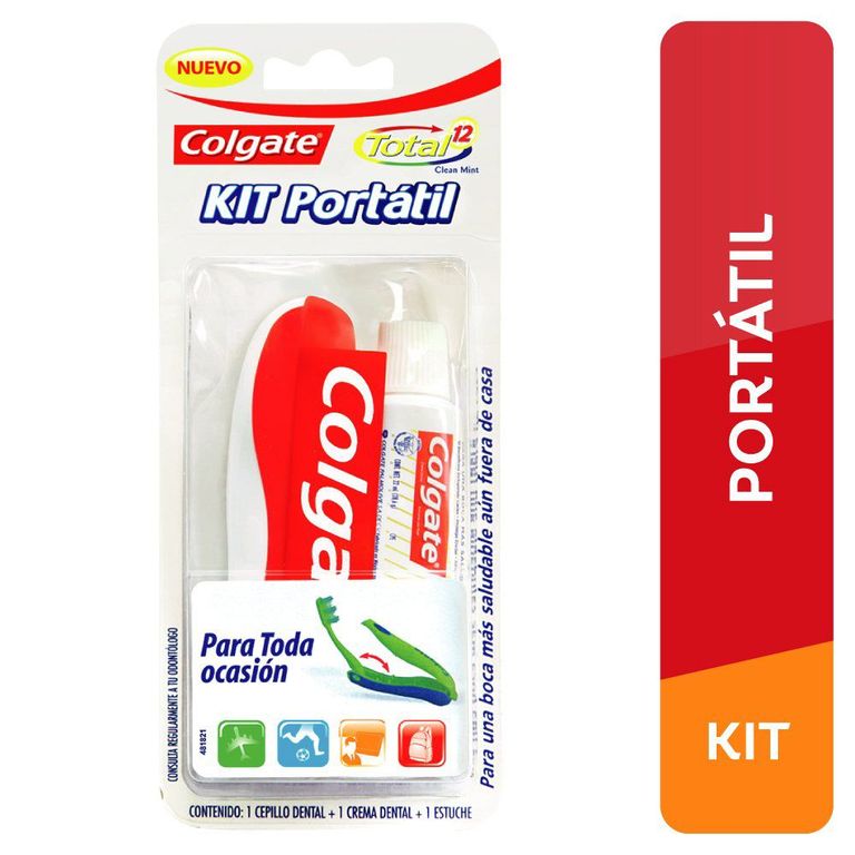 Pack Cepillo Dental Colgate con Estuche + Crema Total 12 Mint 22 mL