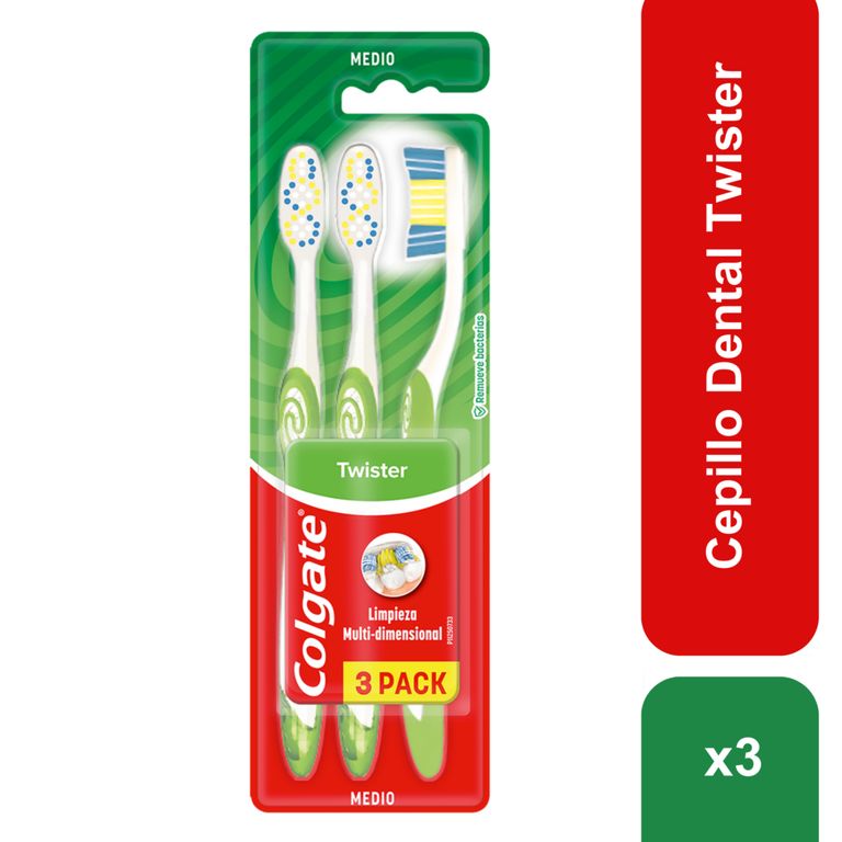 Cepillo Dental Colgate Twister Medio Empaque 3 Und