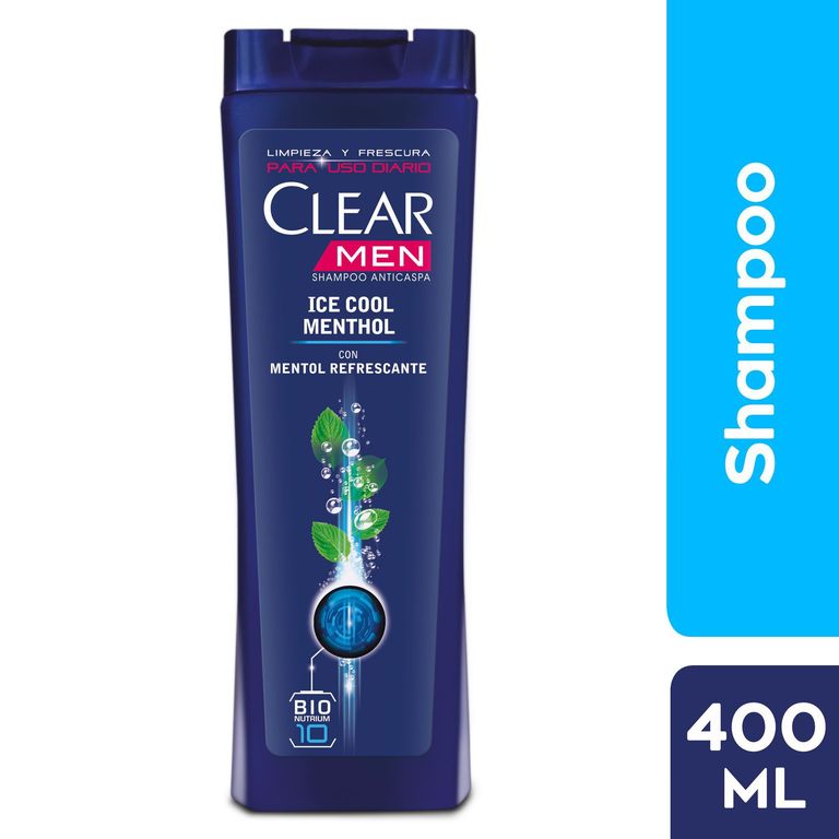 Shampoo Clear Hombre Anti Caspa Ice Cool Botella 400 mL