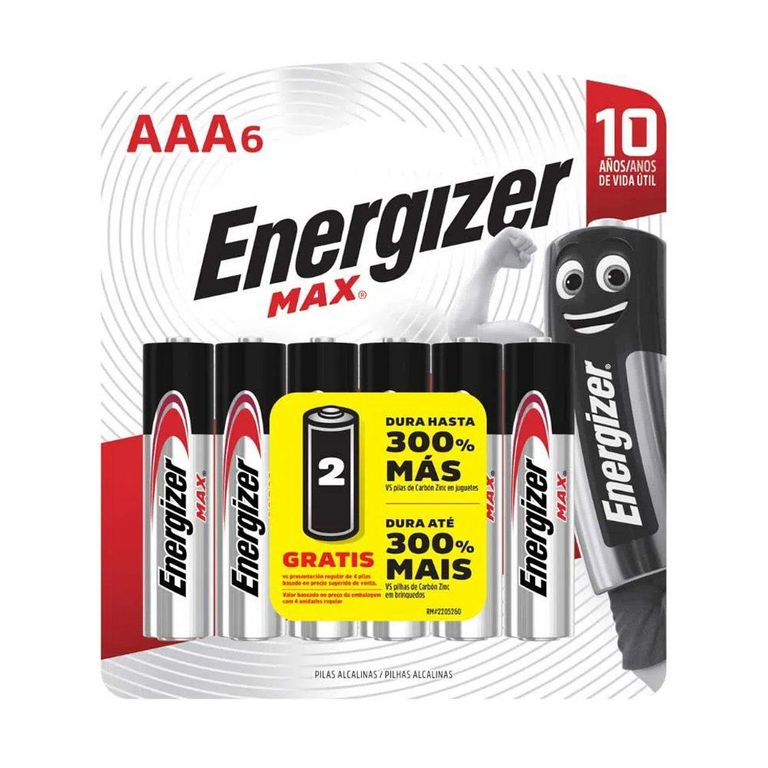 Pilas Alcalinas Energizer AAA X6Un