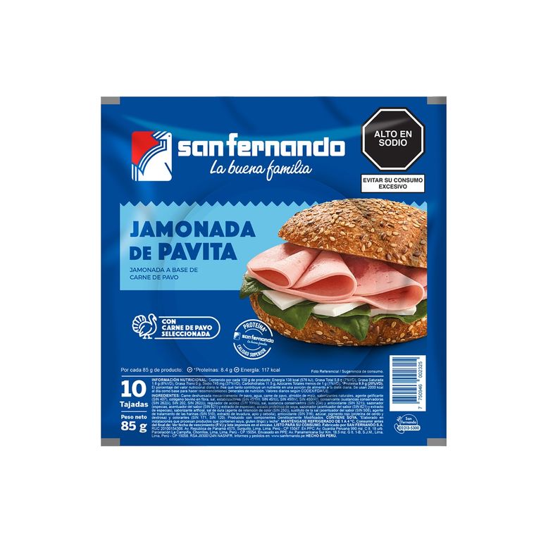 Jamonada de Pavita San Fernando Empaque 85 g