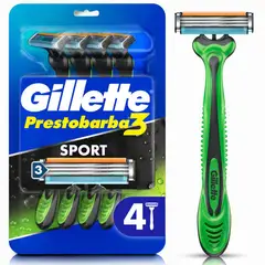 GILLETTE - Máquina De Afeitar Prestobarba 3 Sport Con 3 Hojas Pack 4 Und